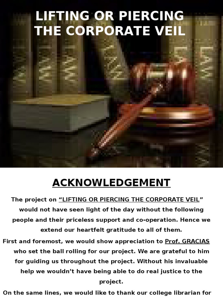 Lifting the Corporate Veil Piercing The Corporate Veil Citizenship