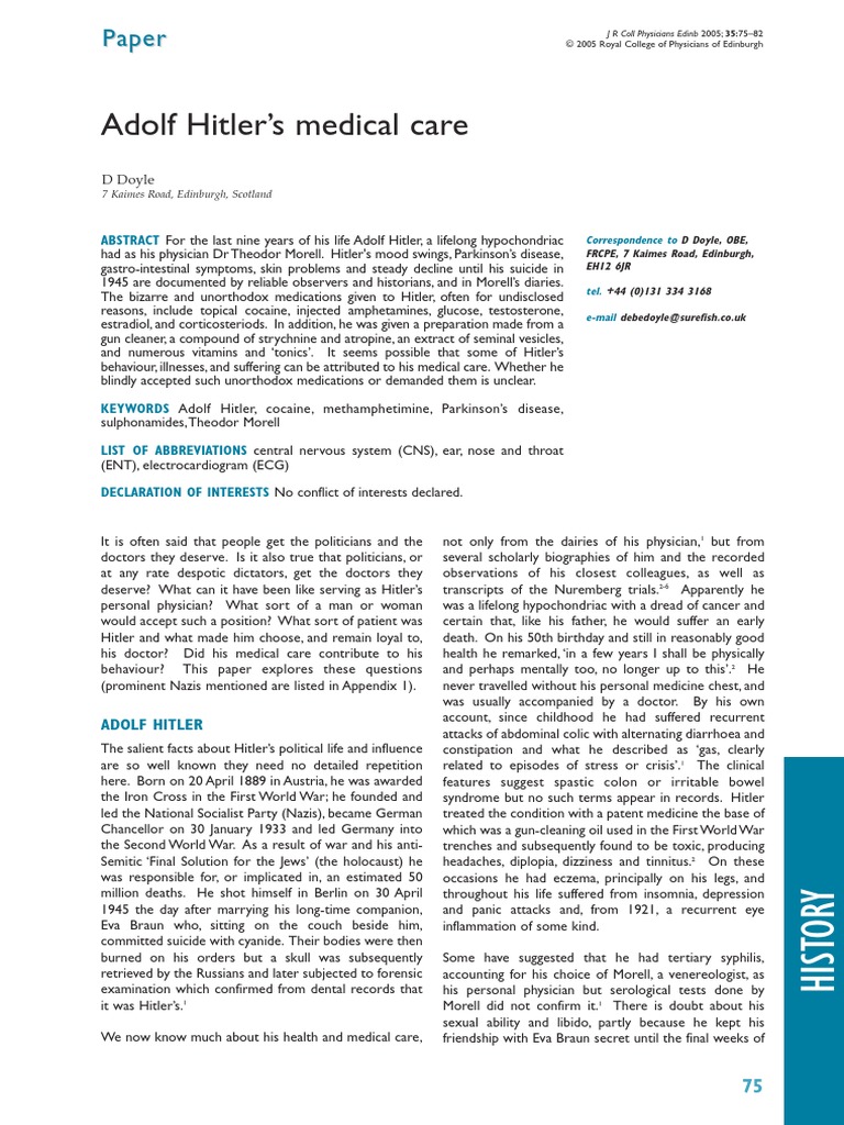 Hitlers Medical Care PDF | PDF