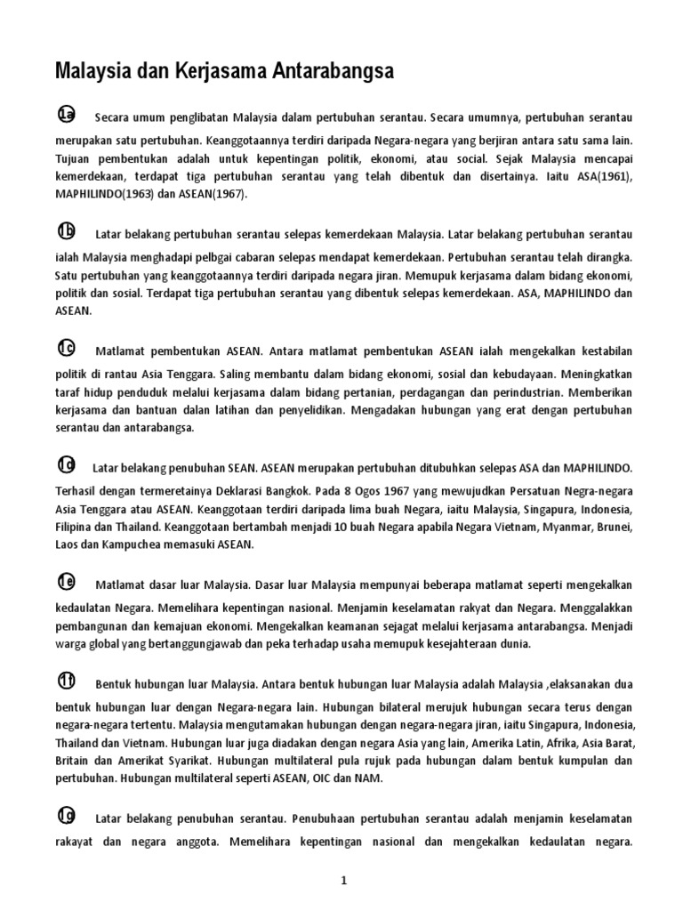 Malaysia Dan Kerjasama Antarabangsa Grace Final Pdf