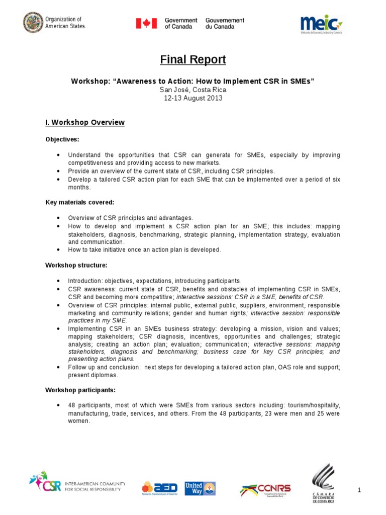 Final Report: Workshop: 