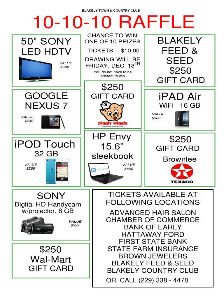 Blakely Town & Country Club Raffle | PDF | Games & Activities