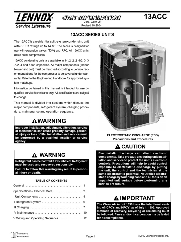 Lennox 13ACC Series Gas Compressor Pressure Measurement