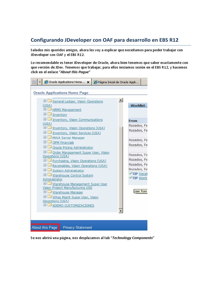 Configurando JDeveloper Con OAF para Desarrollo en EBS R12 | PDF ...
