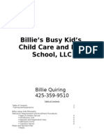 Billie's Busy Kids Child Care and Preschool, LLC Parent Handbook (Revised 11-13-13)