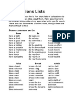 Collocations Lists: Some Common Verbs