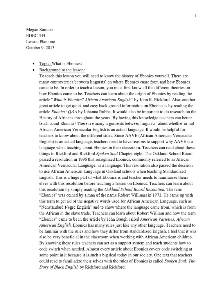 Essay about ebonics image
