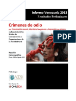 ACCSI 2013 Informe Crimenes de Odio Por Homofobia Revision Hemerografica Enero 2009 Agosto 2013