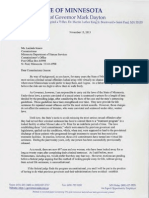 Gov. Mark Dayton letter regarding sex offenders