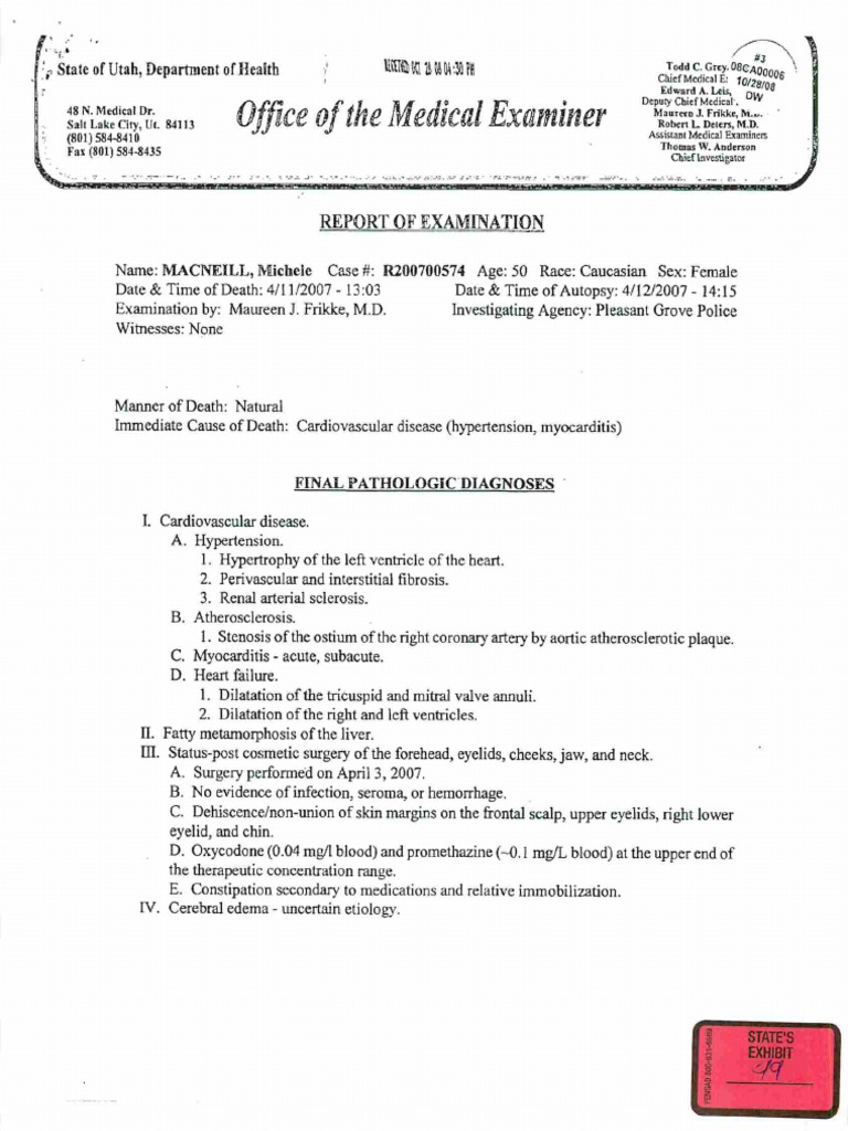 Martin MacNeill: Original Medical Examiner Report | PDF | Legal ...
