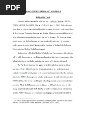 Fcra and Fdcpa