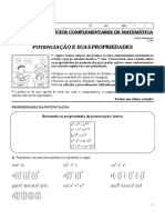 5ª Lista de Exercícios Complementares de Matemática - Professora Michelle - 8º Ano