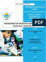 N0 .PROBLEMAS DE INVESTIGACIÓN - Objetivos Generales y Especificos.