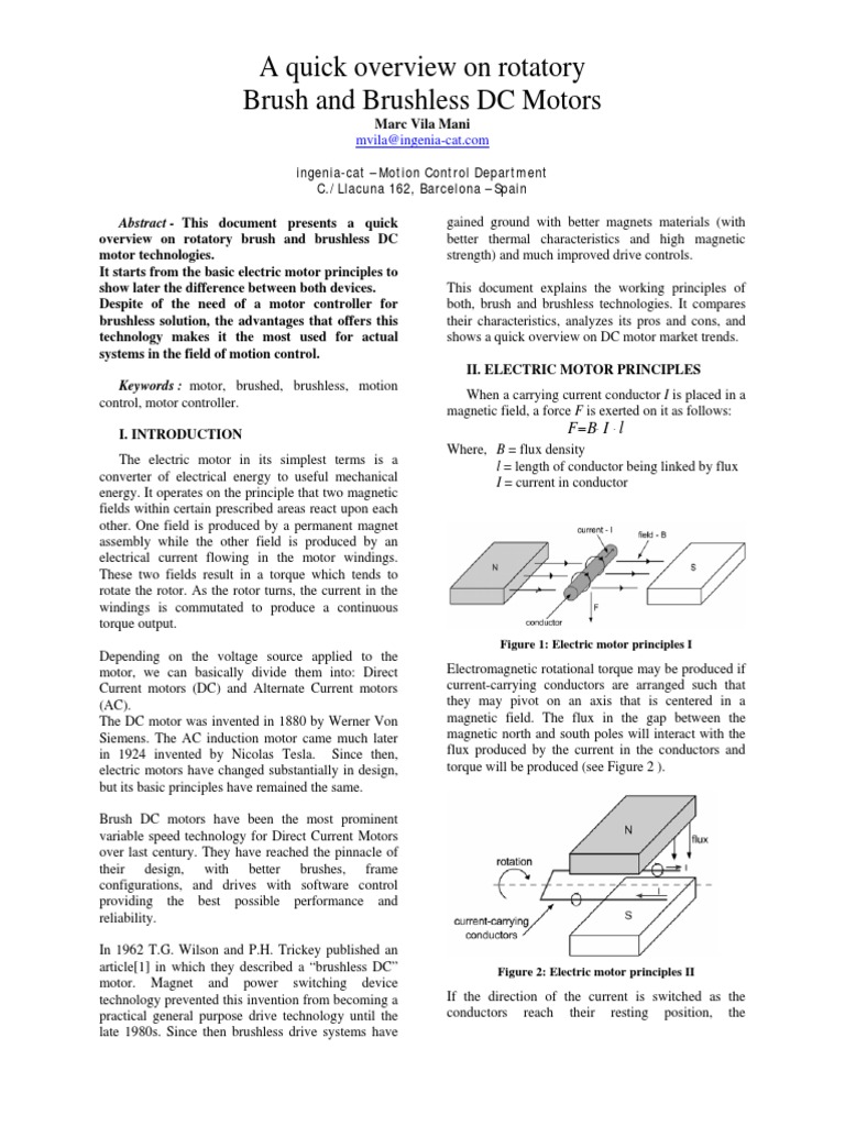 A Quick Overview On Rotatory Brush and Brushless DC Motors | PDF ...
