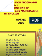 Orientation Programme For Form 1 in The Teaching of Science and Mathematics in English