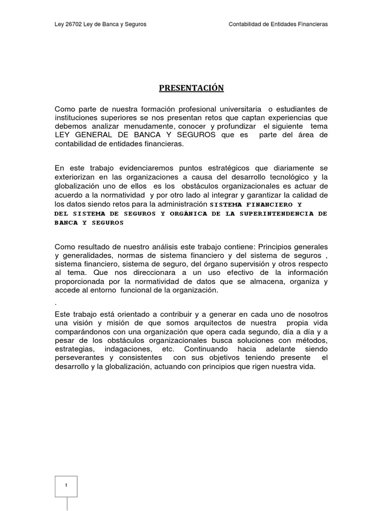 Ley 26702: Sistema Financiero y Seguros | PDF | Seguro | Bancos