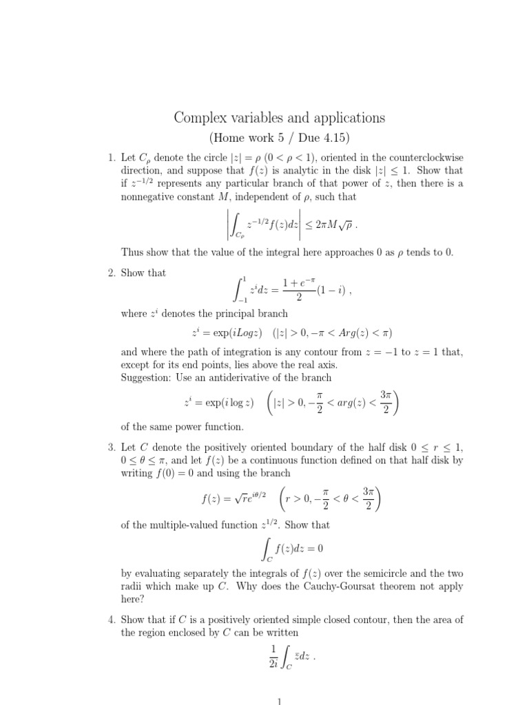 Complex Variables Homework Solutions | PDF | Teaching Methods ...