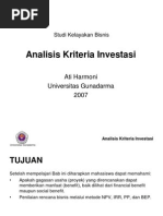 Soal Analisis Kriteria Investasi