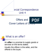 Commercial Correspondence Unit 4: Offers and Cover Letters of Offers