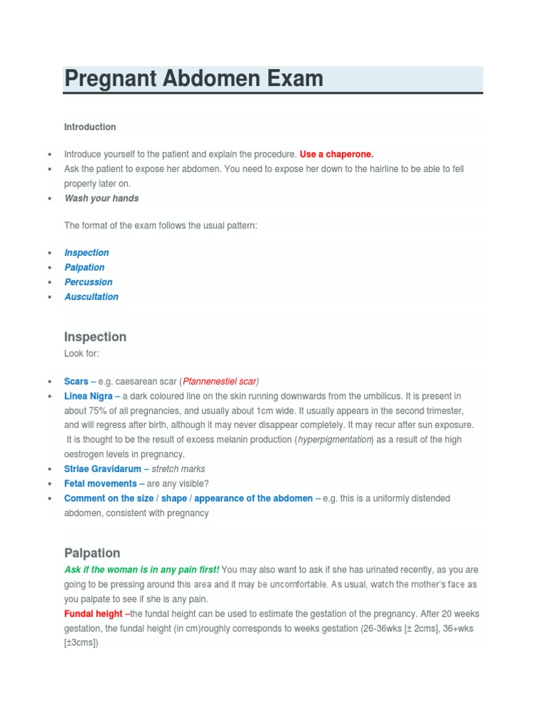 Pregnant Abdomen Exam Pelvis Pregnancy