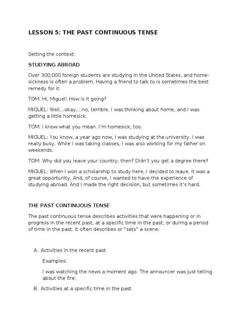 Understanding Past Continuous Tense | PDF | Foreign Language Studies ...