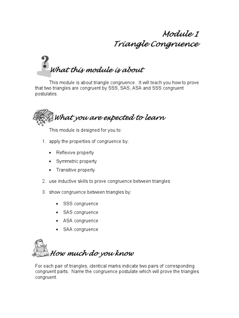 Module 1 - Triangle Congruence | PDF | Numbers | Space