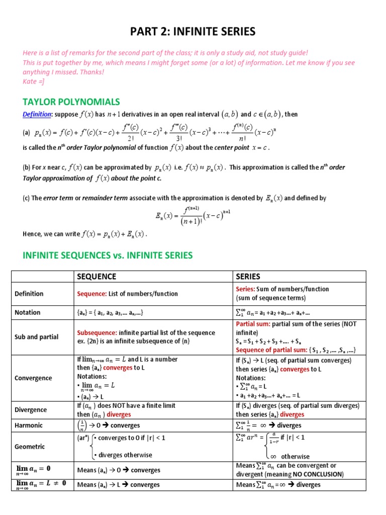 Things+to+know+ Part+2 PDF | PDF | Series (Mathematics) | Summation