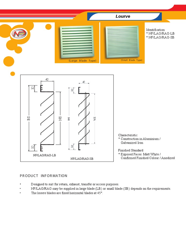 Large Blade Louvre Specifications | PDF | Acoustics | Physics
