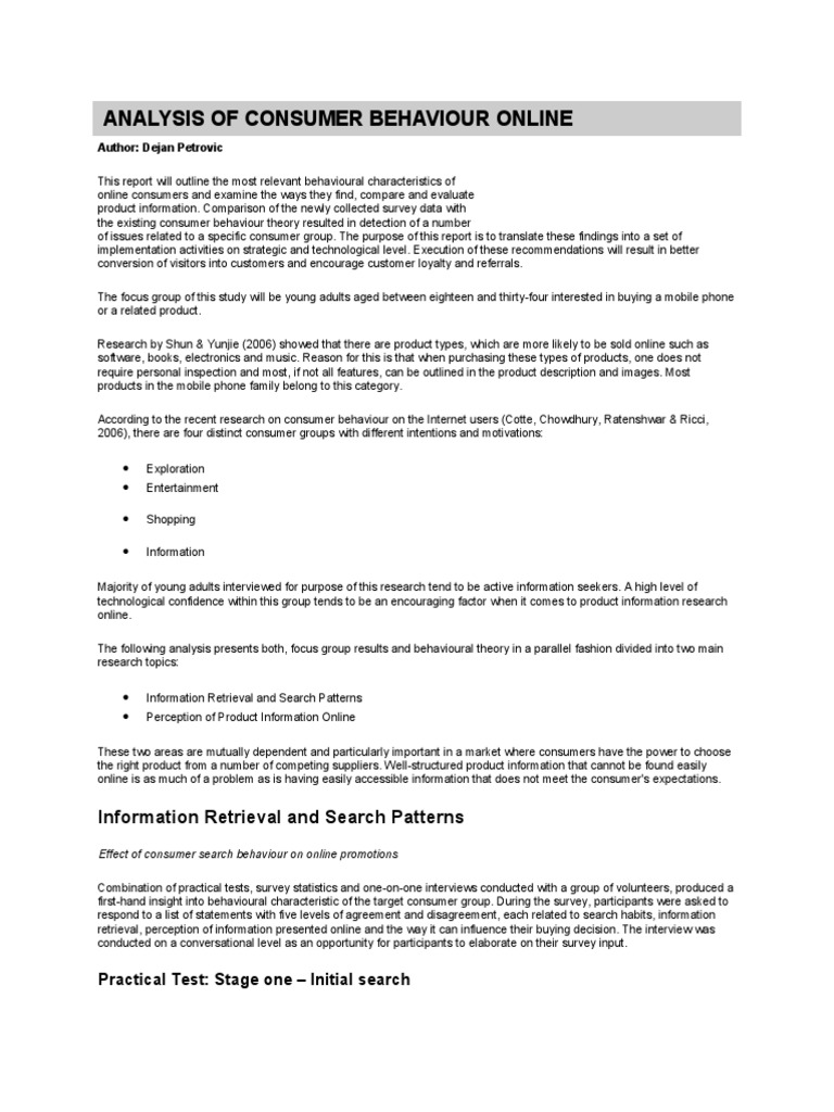 Analysis of Consumer Behaviour Online | PDF