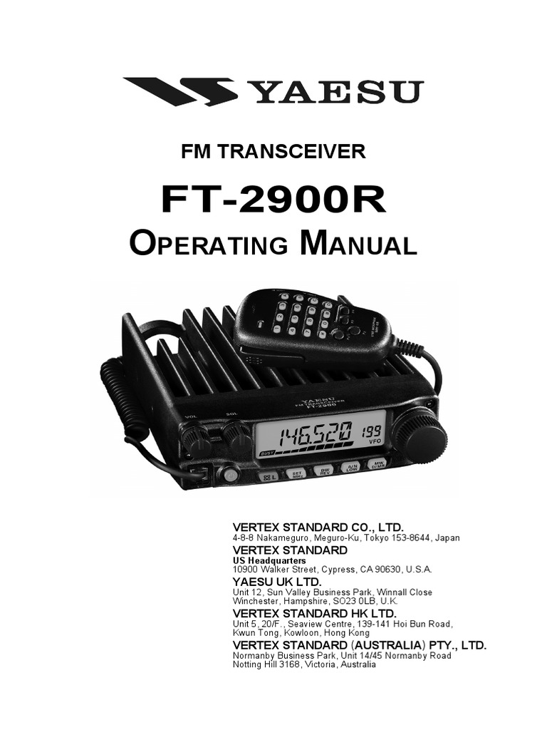 Yaesu FT-2900R Mini-Manual by Nifty Accessories