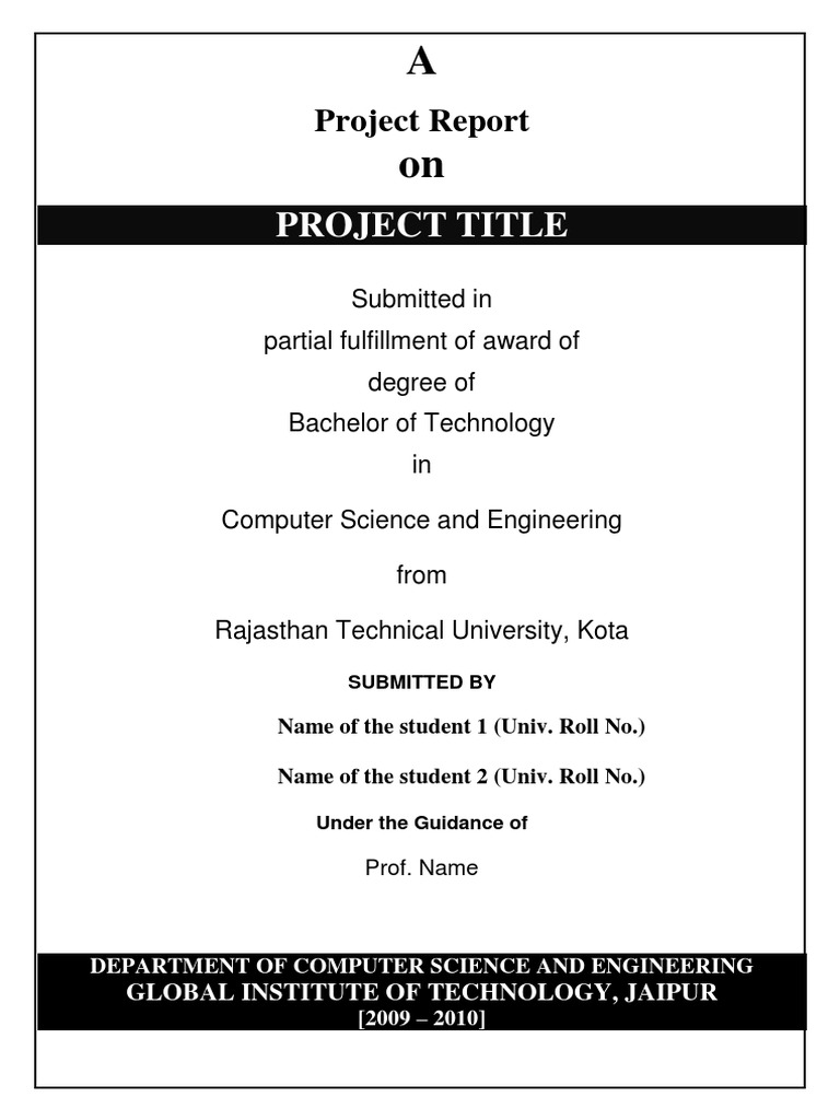 Project Report Format PDF Typefaces Institute Of Technology