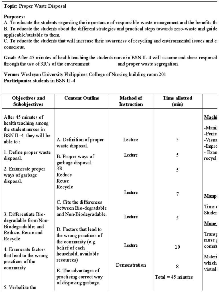 Proper Waste Disposal Education Plan | PDF | Waste Management | Waste