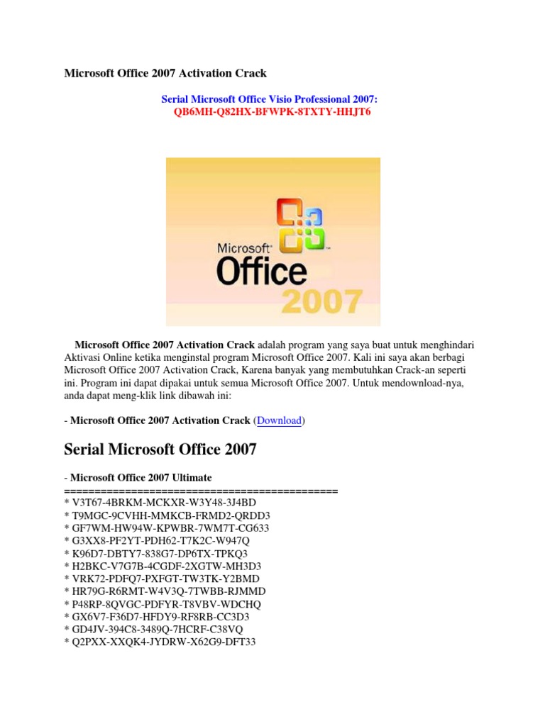 Ms Project 2007 Activation Crack