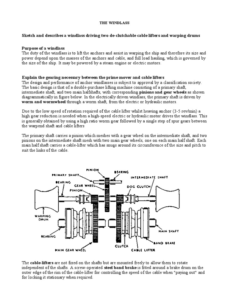 Windlass Notes | PDF | Gear | Anchor
