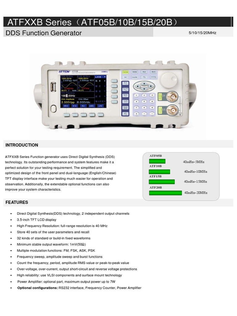 ATFXXB Series Function Generator PDF PDF Amplitude Frequency Modulation