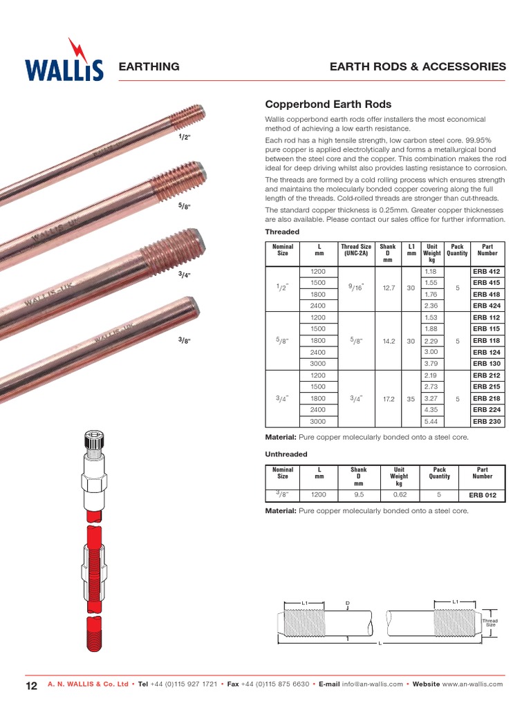 Wallis Earth Rod Specifications | PDF | Steel | Rolling (Metalworking)