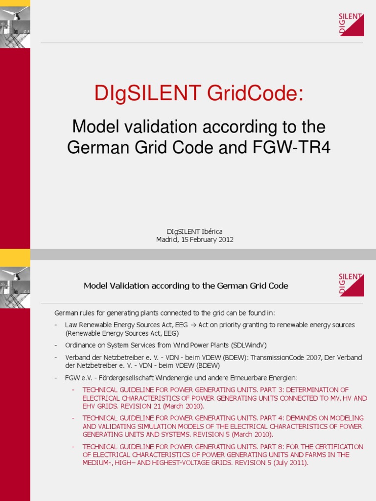 Model Validation Test TR4 German Method With DIgSILENT GridCode PDF ...
