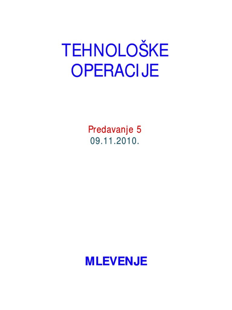 Mlin Sa Prir Kamenom Tehnoloske Operacije PDF | PDF