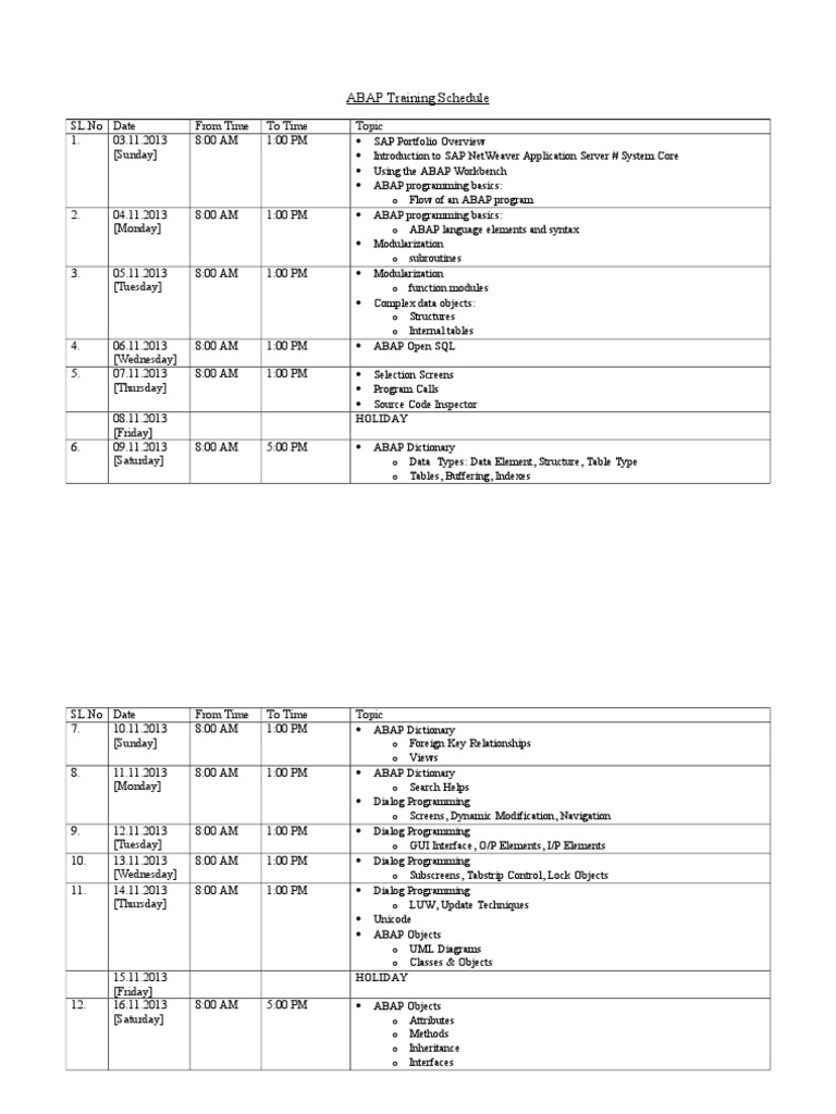Training Schedule | PDF | Computers | Technology & Engineering