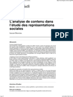 Negura Lilian L'analyse de Contenu Dans L'étude Des Représentations Sociales