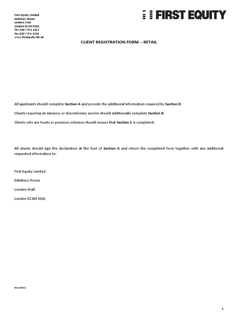 Retail Client Registration | PDF | Identity Document | Trust Law