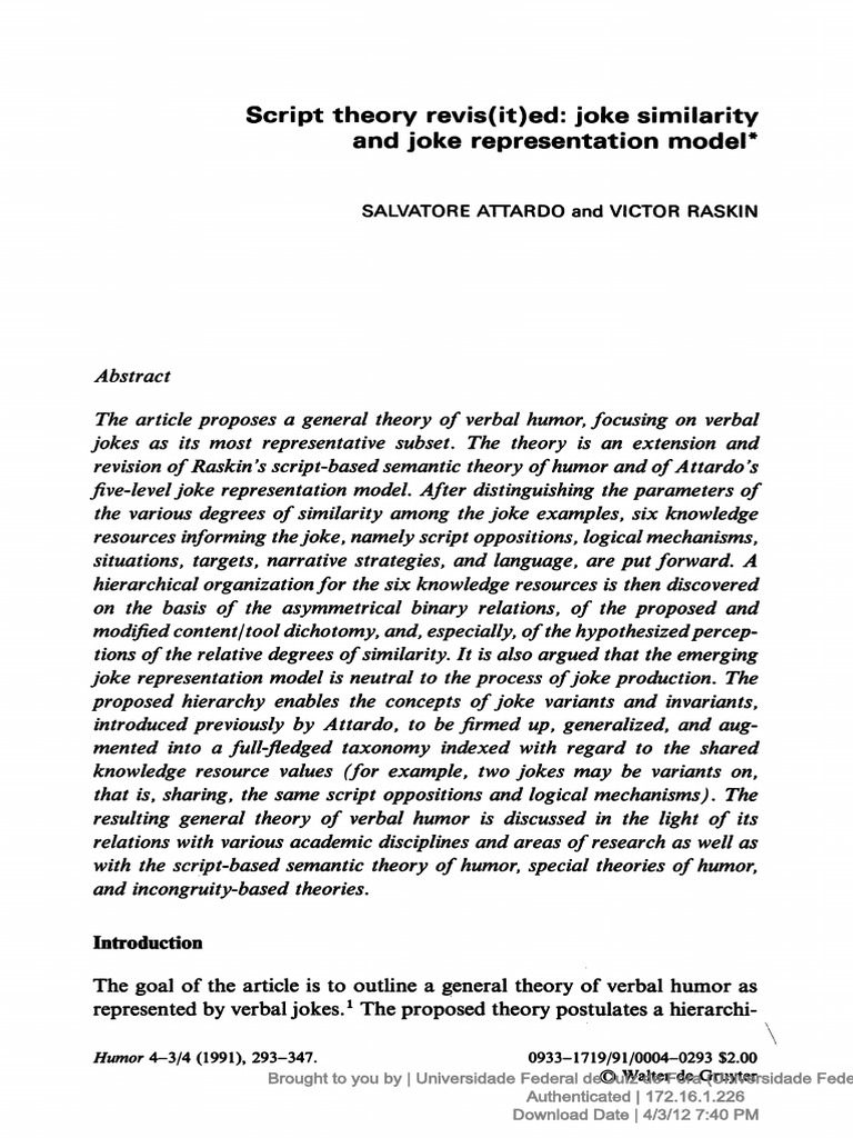 Script Theory Revisited Jokes Hierarchy