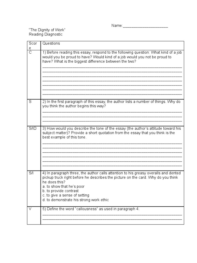 Diagnostic essay template picture