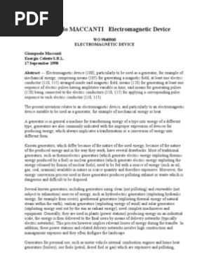 Wo 9840960 Giampaolo Maccanti Electromagnetic Device