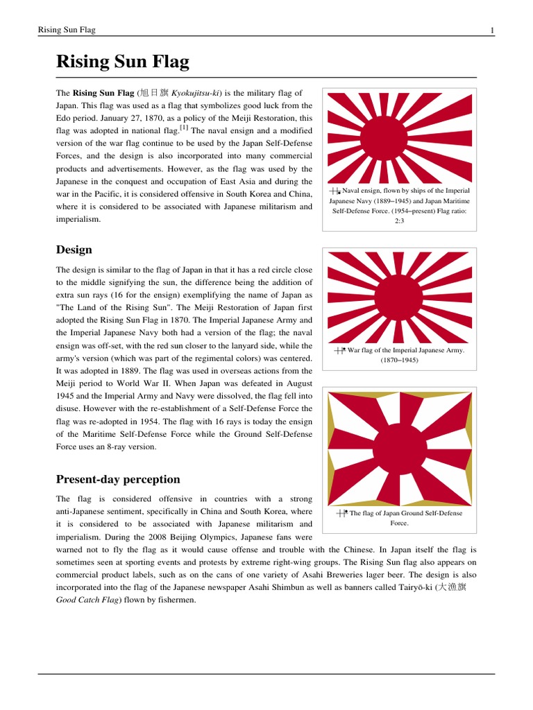 Rising Sun Flag PDF | PDF | National Symbols | Military Science
