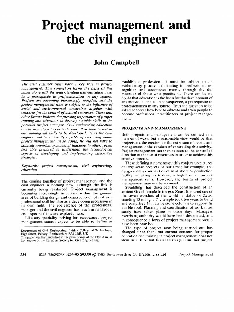 Civil Engineering and Project Management | PDF | Project Management ...
