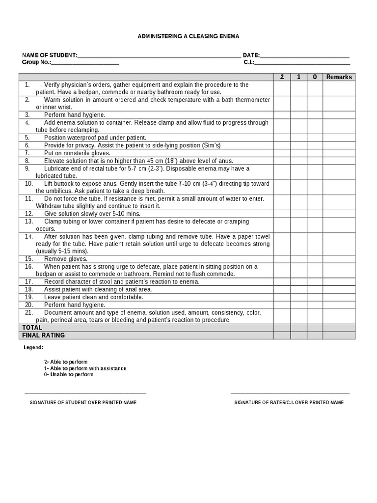 Administering A Cleansing Enema PDF