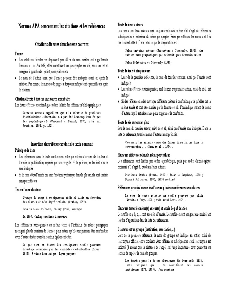 Normes Apa Francais Traductions Langue Francaise