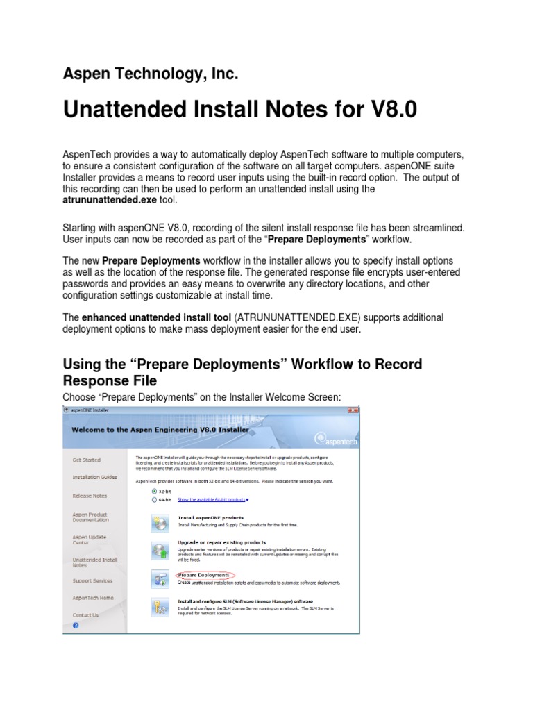 Unattended Install Help Installation Programs) Computer