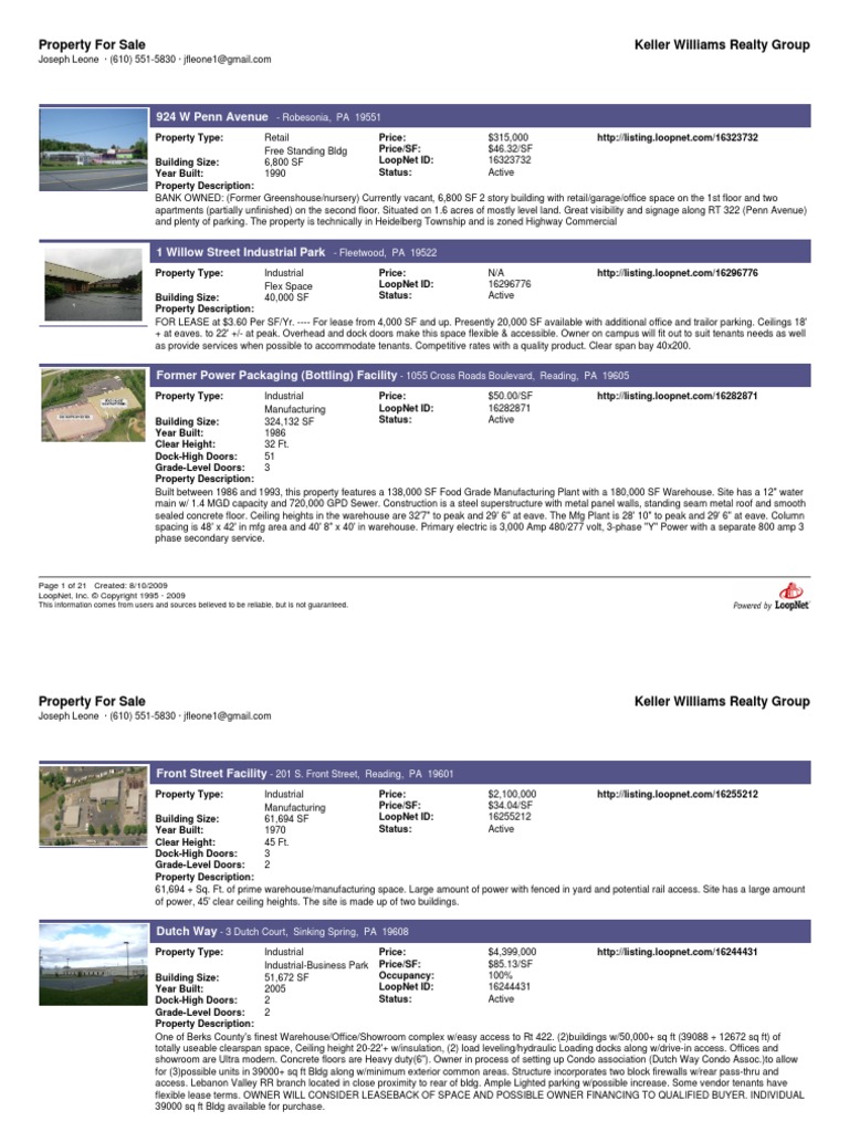 Property For Sale Keller Williams Realty Group 924 W Penn Avenue PDF