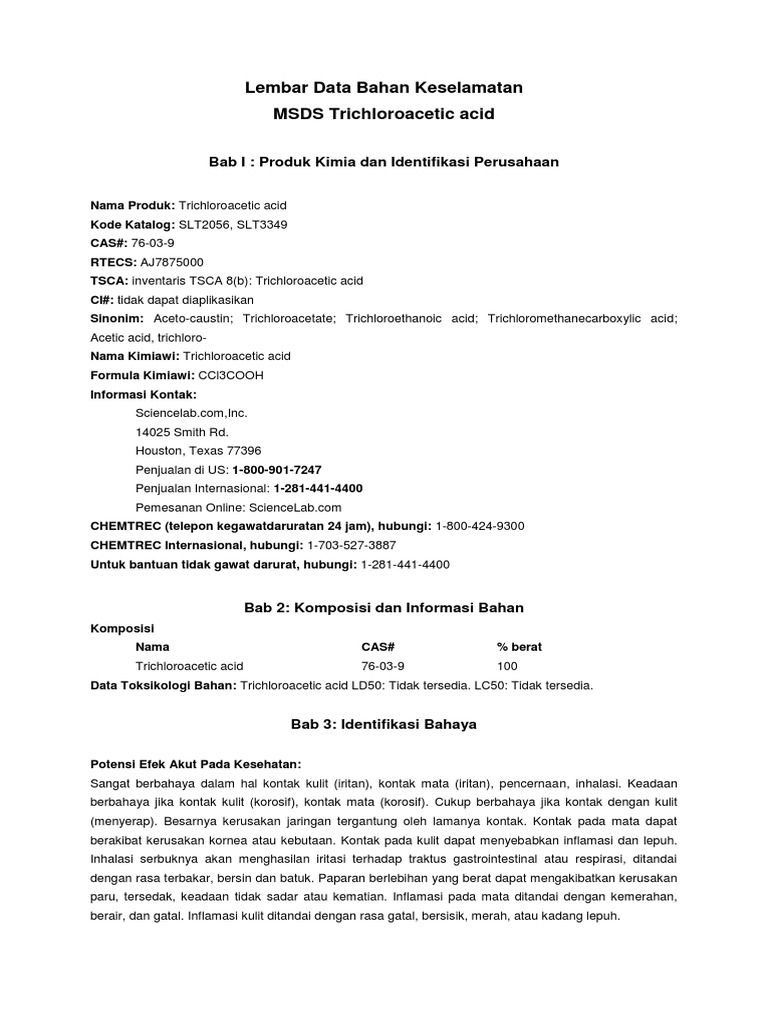 Msds Tca